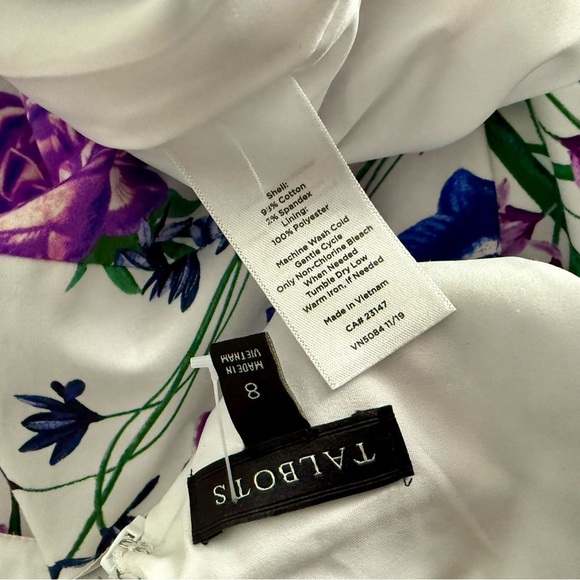 Talbots Sateen Botanical Gardens Sheath Mini Dress Cocktail Party Floral Size 8 - Picture 6 of 7